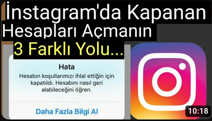 İnstagram kapanmış hesap açma